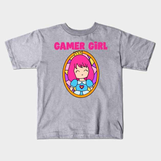 Gamer Girl Princess Design Kids T-Shirt by mattserpieces